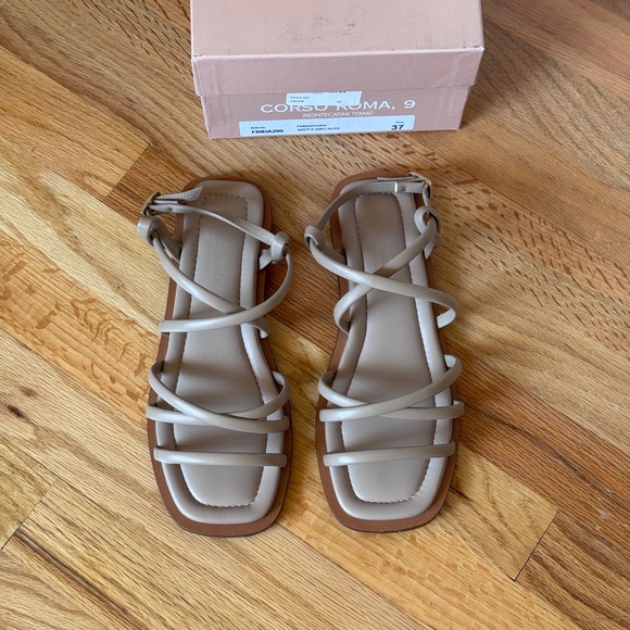 Corso Roma Strappy Nude Sandals Size 37 - Picture 1 of 4